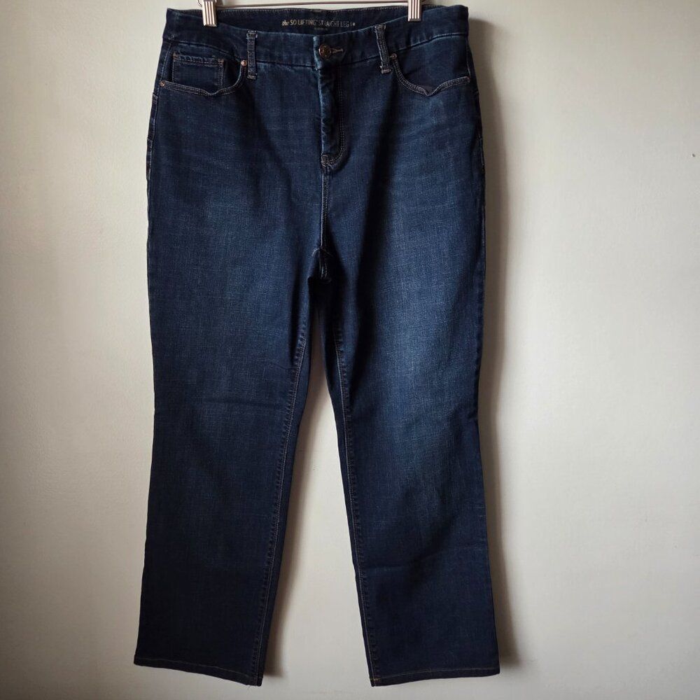 EUC CHICO'S SO LIFTING STRAIGHT LEG STRETCH JEANS SIZE 2 / WOMENS 12
